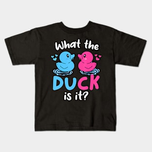 What the ducks is it Baby Gender reveal party baby shower Kids T-Shirt